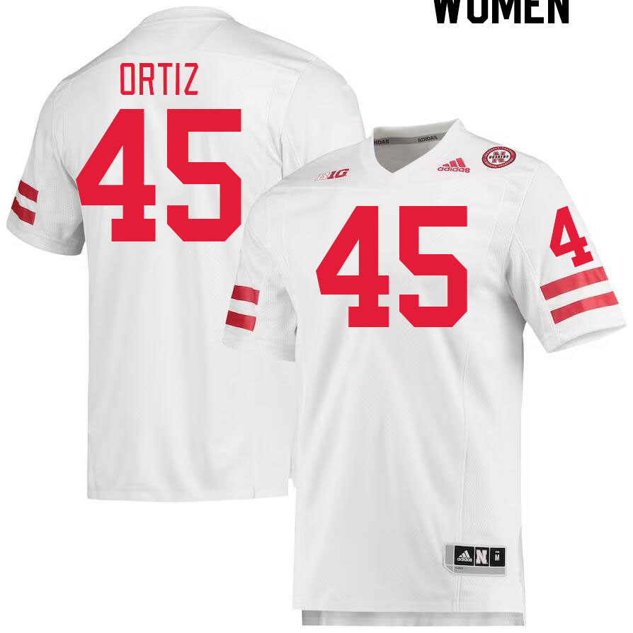 Women #45 Marco Ortiz Nebraska Cornhuskers College Football Jerseys Stitched Sale-White